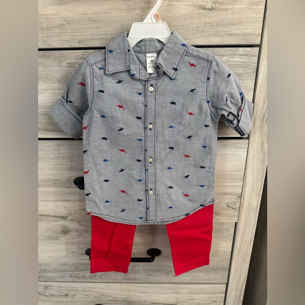 Carter's Gray Shirt with Dinosaur Print